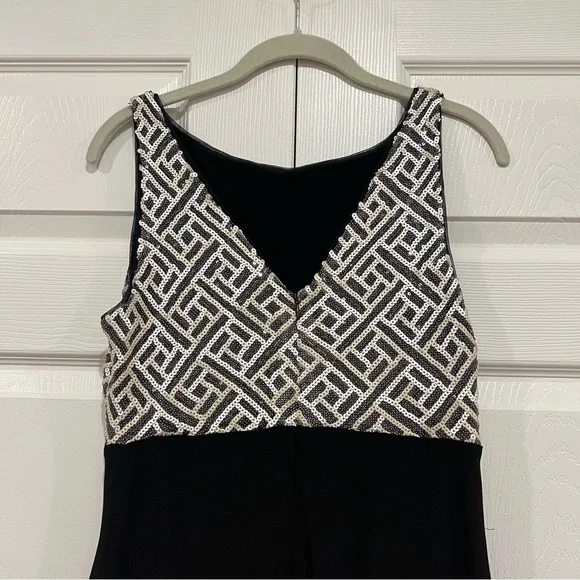 LAUREN RALPH LAUREN EVENING Sequin Bodice Ruched Maxi Gown Womens Size 10 - Picture 7 of 11